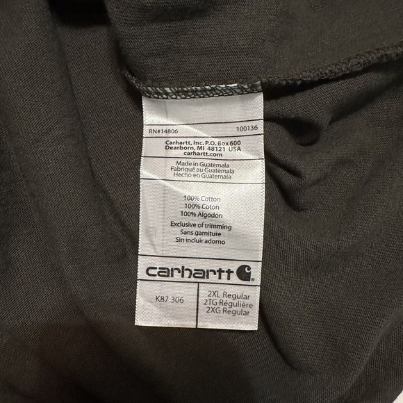 Carhartt Mens 2XL Loose Fit Heavyweight Short-Sleeve Peat K87 306  Workwear Tee - Picture 4 of 9